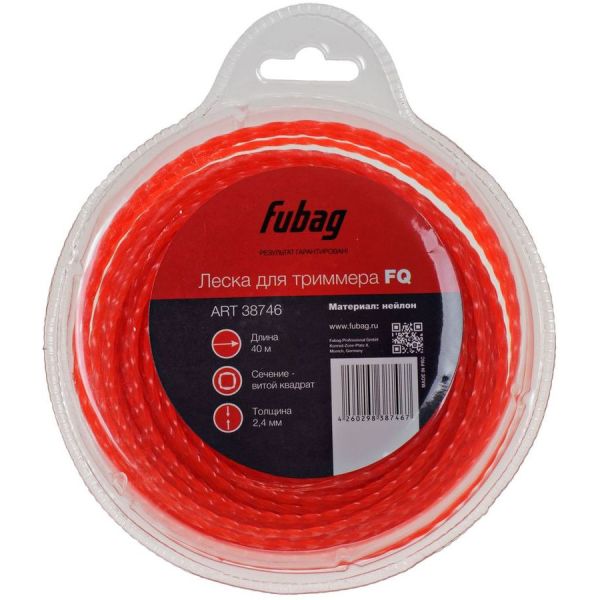 Леска для садовых триммеров FUBAG 38746 (2,4 мм, 40 м, витой квадрат)